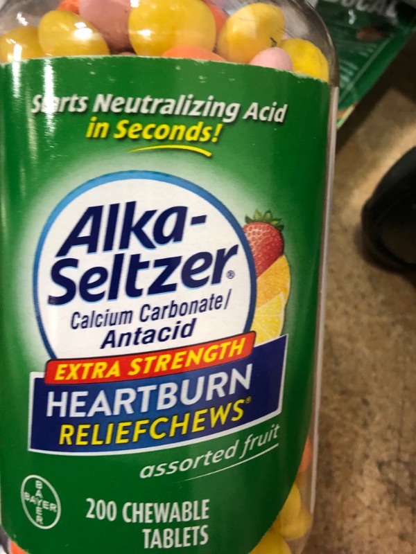 Photo 2 of Alka-Seltzer Extra Strength Heartburn Relief Chews, Assorted Fruit Antacid Tablets for Acid Indigestion, Upset and Sour Stomach, 200 Count (Pack of 1) - Packaging May Vary