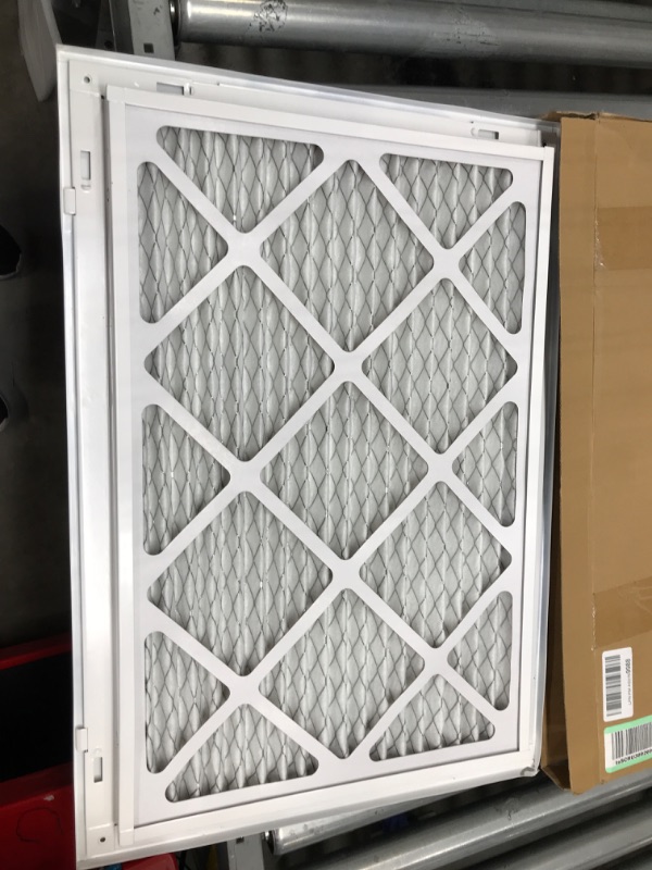 Photo 2 of 24" X 16" Return Air Filter Grille - Filter Included - Easy Plastic Tabs for Removable Face/Door - HVAC Vent Duct Cover - White [Outer Dimensions: 25.75w X 17.75h] 24 X 16