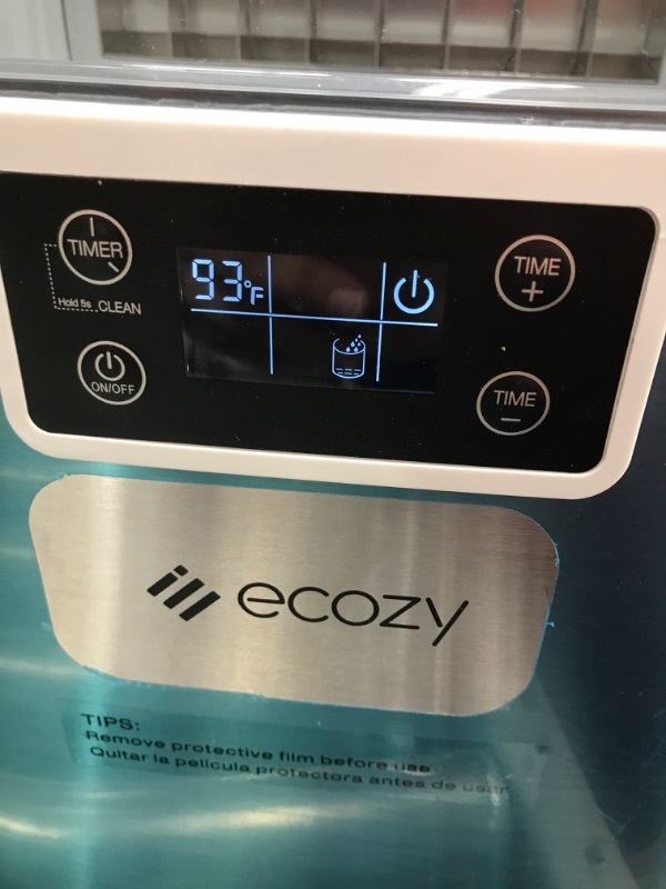 Photo 3 of ***POWERS ON*** ecozy Countertop Ice Makers, 45lbs Per Day, 24 Cubes Ready in 13 Mins, Stainless Steel Housing, Auto Self-Cleaning Ice Maker with Ice Bags and Ice Scoop for Kitchen Office Bar Party