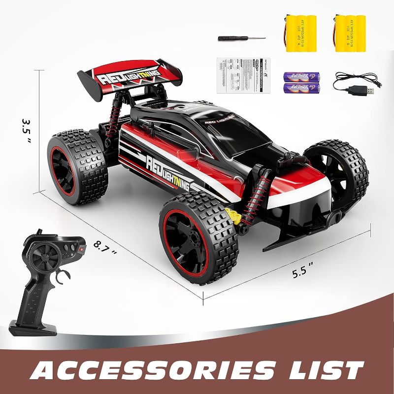 Photo 1 of **DAMAGED** Tecnock RC Racing Car, 2.4Ghz High Speed Remote Control Car, 1:18 2WD Toy Cars Buggy for Boys & Girls (white/black)