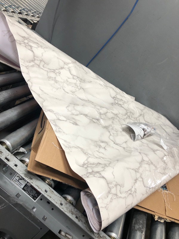Photo 2 of **DAMAGED** LACHEERY Large Size 36"x160" Grey White Marble Contact Paper for Countertops Peel and Stick Wallpaper Waterproof Self Adhesive Wallpaper for Kitchen Cabinets Backsplash Removable Counter Top Covers 36" x 160"