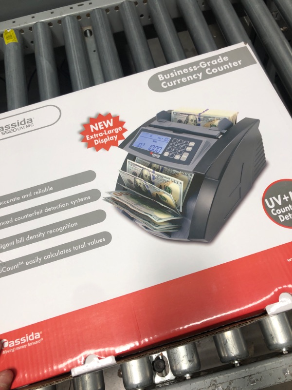 Photo 2 of Cassida 5520 UV/MG - USA Money Counter with ValuCount, UV/MG/IR Counterfeit Detection, Add and Batch Modes - Large LCD Display & Fast Counting Speed 1,300 Notes/Minute UV/MG Counterfeit Detection Detection