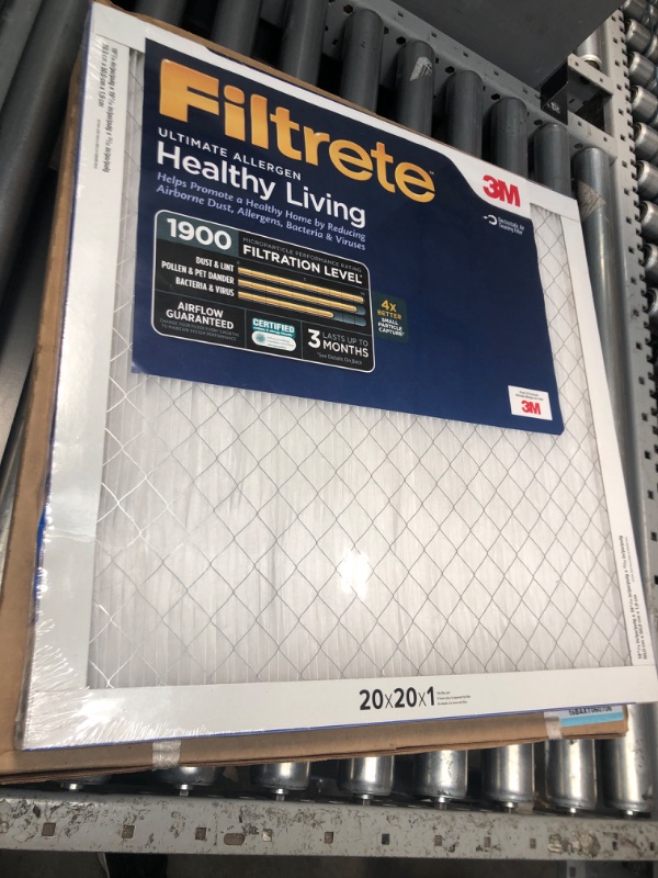 Photo 2 of Filtrete 20x20x1 Air Filter MPR 1900 MERV 13, Healthy Living Ultimate Allergen, 2-Pack (exact dimensions 19.69 x 19.69 x 0.78) 2-Pack 20x20x1