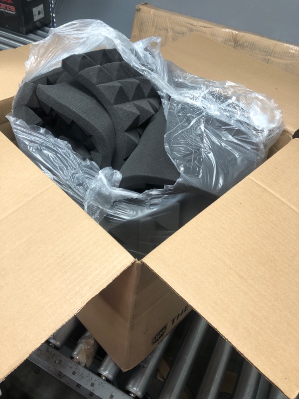 Photo 2 of 24 Pack-12 x 12 x 2 Inches Pyramid Designed Acoustic Foam Panels, Sound Proof Foam Panels Black, High Density and Fire Resistant Acoustic Panels, Sound Panels, Studio Foam for Wall and Ceiling 12 x 12 x 2 Inches 24 Pack - Black Pyramid