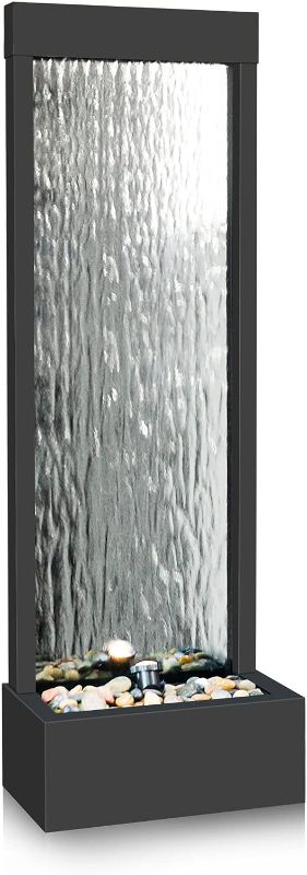 Photo 1 of **BOX 2 OF 2 ONLY**Mirror Waterfall Fountain with Stones and Light for Indoor/Outdoor, 20" L x 9" W x 59" H Floor Standing Fountains, Home Decor Garden Water Feature, Modern Water Curtain Freestanding Fountain 
