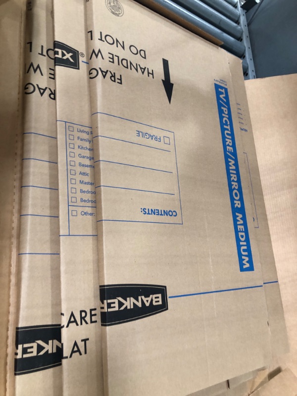 Photo 2 of **MISSING 1** Bankers Box SmoothMove TV/Picture/Mirror Moving Box, Medium, 37 x 4 x 27 Inches, 4 Pack (7711201), Kraft