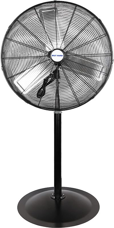 Photo 1 of 24" High Velocity Pedestal Oscillating Fan, 3-Speed Heavy Duty Industrial Standing Fan with Aluminum Blades and Adjustable Height, Metal Shop Fan for Commercial, and Garage