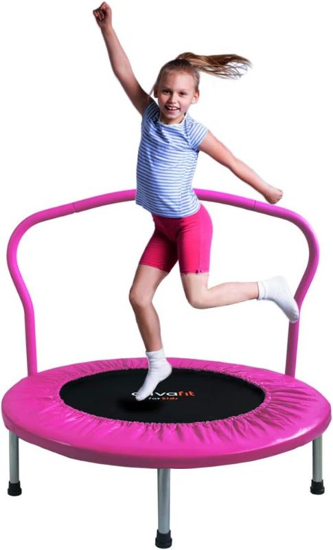 Photo 1 of  Trampoline for Kids Foldable Mini Trampoline with Adjustable Foam Handle Workout Indoor Outdoor Home Use