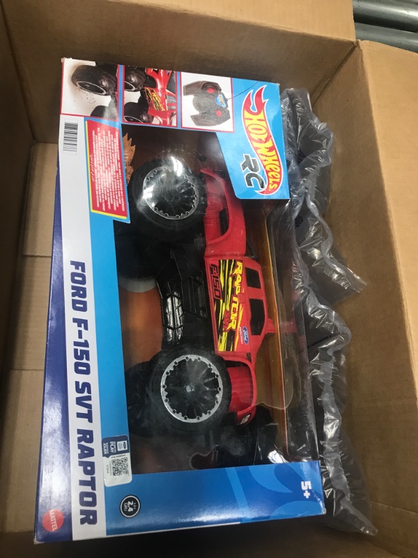 Photo 2 of ?Hot Wheels Remote Control Truck, Red Ford F-150 RC Vehicle With Full-Function Remote Control, Large Wheels & High-Performance Engine, 2.4 GHz With Range of 65 Feet HW FORD TRUCK RC