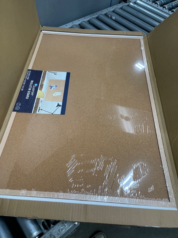 Photo 1 of Quartet Cork Board Bulletin Board, 2' x 3' Framed Corkboard, Oak Frame, Decorative Hanging Pin Board, Perfect for Office & Home Decor, Home School Message Board or Vision Board (35-380352)