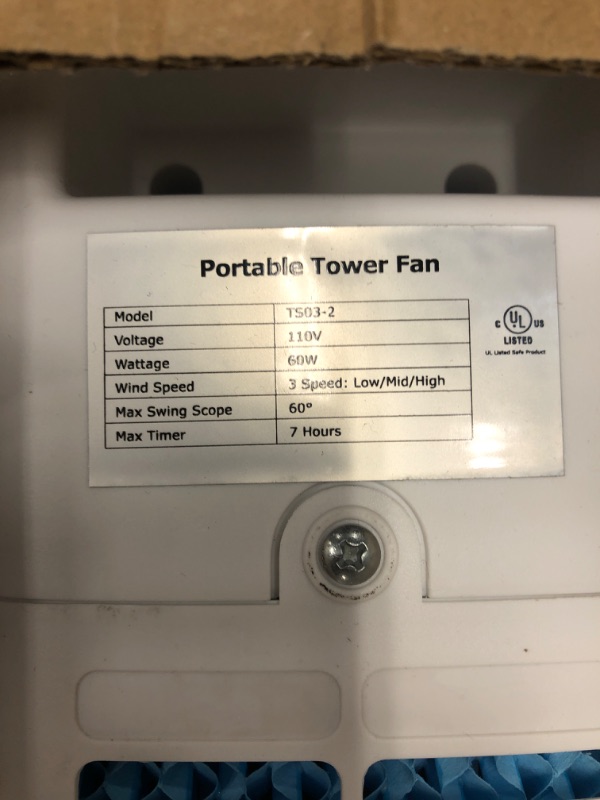 Photo 3 of ***POWERS ON*** AIRHALF 35-INCH Tower Fan for Bedroom, Standing Floor Fan with Remote, 24ft/s Velocity Quiet Cooling Fan, Portable 60° Oscillating Fan with 3 Speeds, 7H Timer, Bladeless Fans for Home, Room & Indoor Light White