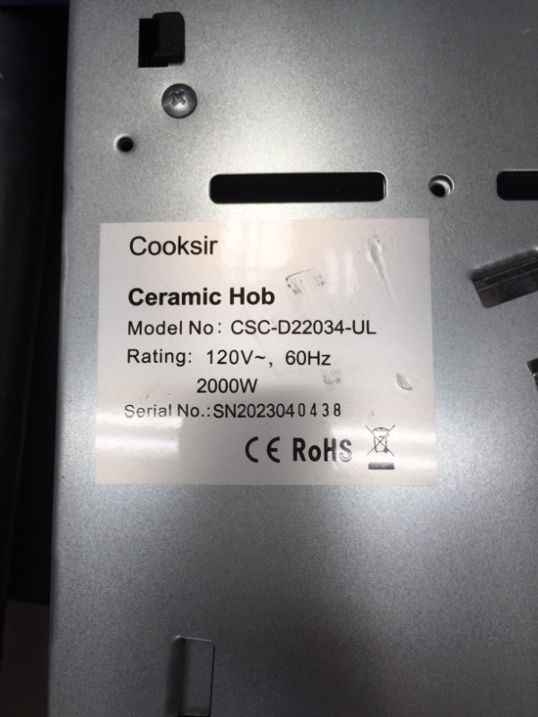 Photo 2 of ***POWERS ON*** Cooksir Electric Cooktop 12 inch, 110v Countertop Electric Stove Top 2000W, 2 Burners Ceramic Cooktop with Residual Heat Indicator, Over-Temperature Protection, 9 Power Levels, Knob Control 2-Zone-Knob