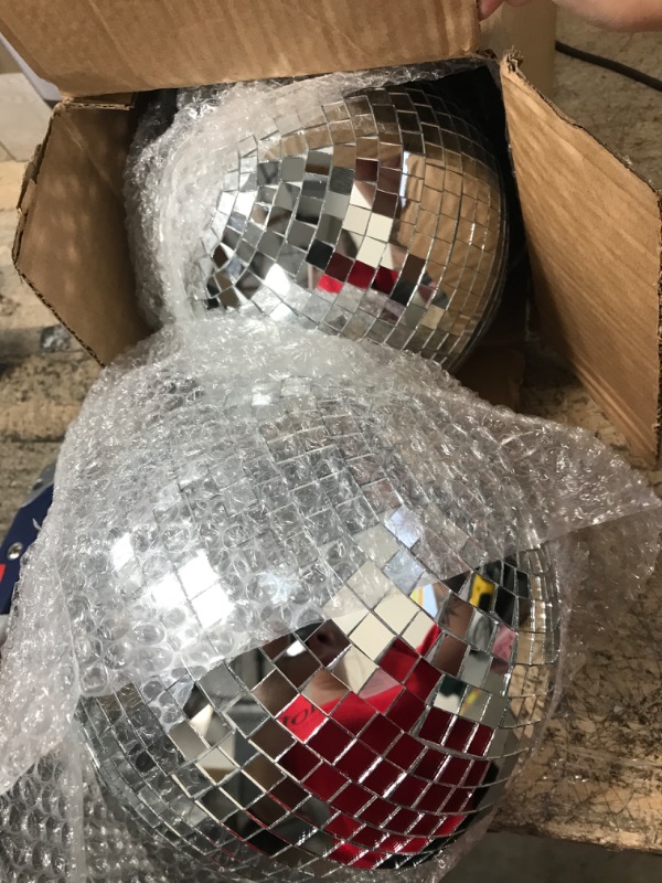 Photo 2 of 2 Pack 8" Mirror Disco Ball with 4 Pcs 2.36" Small Mirror Disco Balls, Great for A Party or DJ Light Effect Christmas