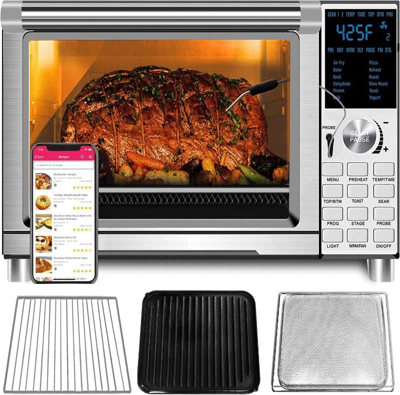 Photo 1 of ***PARTS ONLY NOT FUNCTIONAL***Nuwave Bravo XL Air Fryer Toaster Smart Oven, 12-in-1 Countertop Grill/Griddle Combo, 30-Qt XL Capacity, 50F-500F adjustable in precise 5F increments. Integrated Smart Thermometer, Linear T Technology