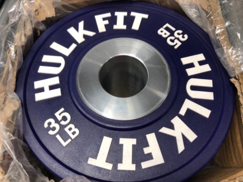Photo 2 of (ONLY 1)HulkFit 2" Olympic Dumbbell Shock Absorbing Rubber Bumper Weight Plates Set for Loadable Dumbbell Handlebar - Multi Color 35 Pounds