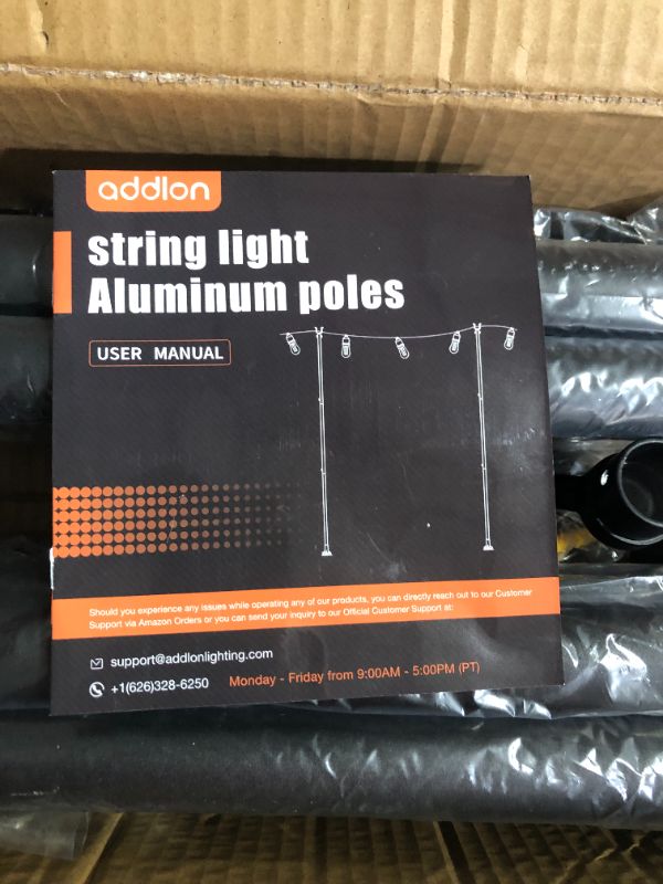 Photo 4 of addlon 4 Pack String Light Poles Pro 10ft, Aluminum Waterproof Harder Outdoor Poles with Hooks for Hanging String Lights for Patio, Garden, Wedding, Parties - Classic Black Black 4x10ft