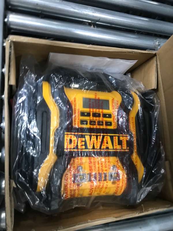 Photo 2 of DEWALT DXAEPS14 1600 Peak Battery Amp 12V Automotive Jump Starter/Power Station with 500 Watt AC Power Inverter, 120 PSI Digital Compressor, and USB Power , Yellow