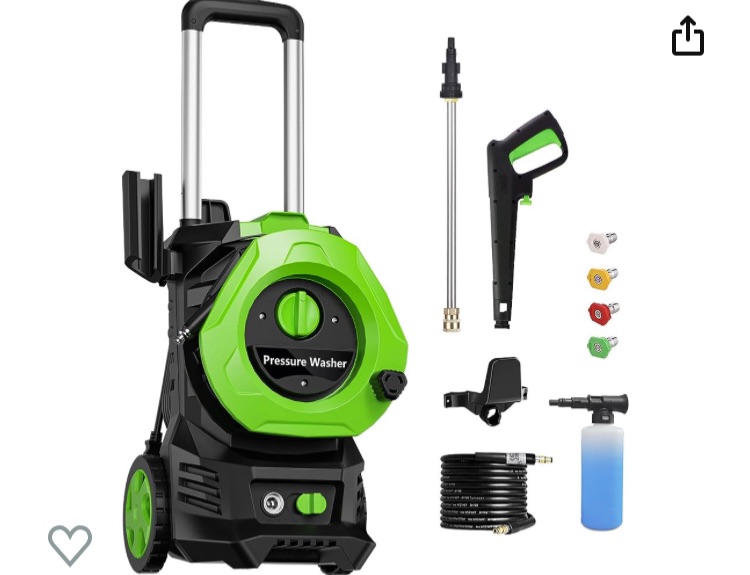 Photo 1 of ***PARTS ONLY NOT FUNCTIONAL***Fengrong Electric Power Washer 4000PSI Max 2.7 GPM 4 Quick Connect Nozzle, 25FT Hose, soap Tank car Wash Machine/Car/Patio/Pool Clean Green