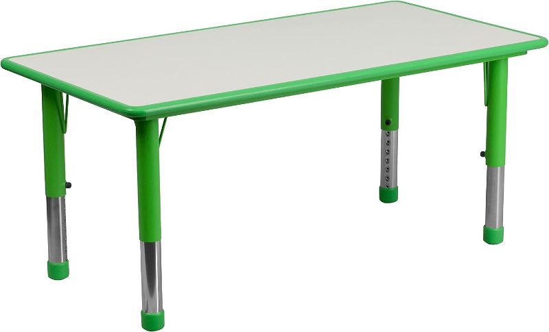 Photo 1 of **DAMAGED** 23.625''W x 47.25''L Rectangular Green Plastic Activity Table Top