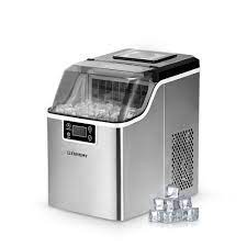 Photo 1 of **MINOR WEAR & TEAR**Euhomy Ice Maker Machine Countertop, 2 Ways to Add Water,45Lbs/Day 24 Pcs Ready in 13 Mins, Self-Cleaning Portable Compact Ice Cube Maker with Ice Scoop & Basket, Perfect for Home/Kitchen/Office/Bar 9.92 x 14.17 x 14.61 inches Silver 