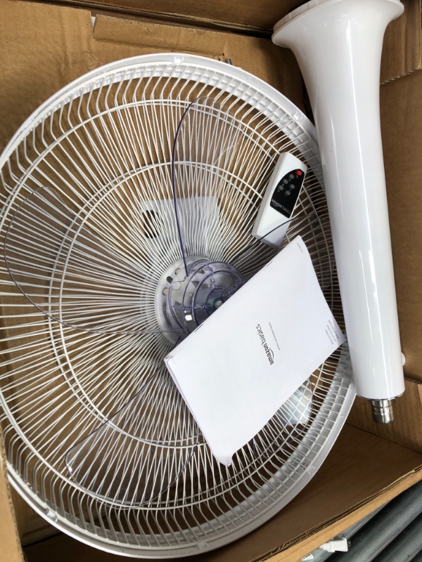 Photo 5 of *(**MISSING BASE***Amazon Basics Oscillating Dual Blade Standing Pedestal Fan with Remote - Quiet DC Motor, 16-Inch