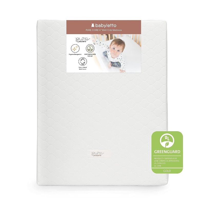 Photo 1 of Babyletto Pure Core 4" Midi Crib Mattress, Hybrid Waterproof Cover, Lightweight, Greenguard Gold Certified