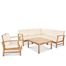 Photo 1 of **ONE CHAIR ONLY**
Christopher Knight Home Perla Outdoor Acacia Wood Sofa CHAIR