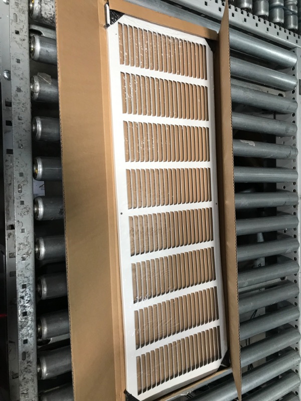 Photo 2 of 32"W x 10"H [Duct Opening Measurements] Steel Return Air Grille (HD Series) Vent Cover Grill for Sidewall and Ceiling, White | Outer Dimensions: 33.75"W X 11.75"H for 32x10 Duct Opening Duct Opening Size: 32"x10"