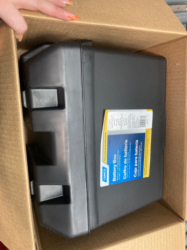 Photo 1 of Camco Large Battery Box with Straps and Hardware - Group 27, 30, 31 |Safely Stores RV, Automotive, and Marine Batteries | Measures Inside 7-1/4" x 13-1/4" x 8-5/8" | (55373) Frustration Free Packaging Large Battery Box