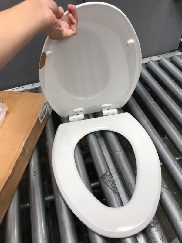 Photo 5 of **DAMAGED**
Mayfair 1847SLOW 000 Kendall Slow-Close, Removable Enameled Wood Toilet Seat That Will Never Loosen, 1 Pack ELONGATED - Premium Hinge, White White ELONGATED Toilet Seat
