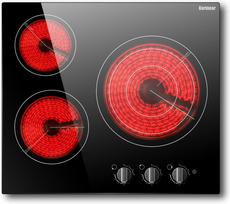 Photo 1 of **STOCK IMAGE FOR SAMPLE**
CookSir Electric Cooktop 3 Burners Ceramic Cooktop, Built-in Electric Stove Top Knob Control