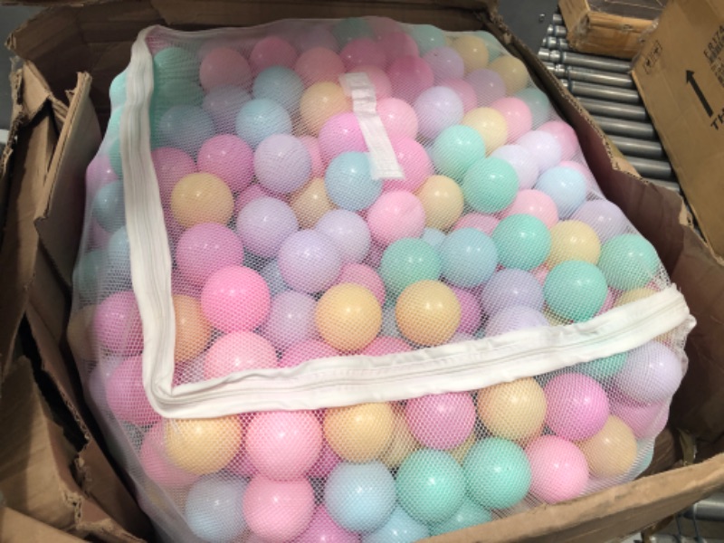 Photo 1 of Amazon Basics BPA Free Crush-Proof Plastic Ball Pit Balls with Storage Bag, Toddlers Kids 12+ Months, 6 Pastel Colors - Pack of 1000 6 Pastel Colors 1,000 Balls