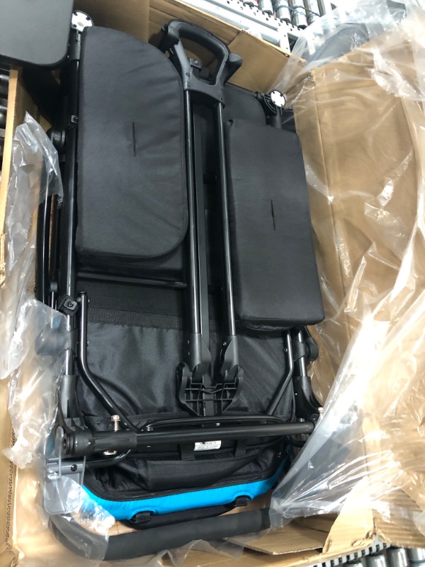 Photo 2 of **USED** Baby Trend Expedition 2 in 1 Push or Pull Stroller Wagon Plus with Canopy, Choose Between Car Seat Adapter or Built In Seating for 2 Children, Blue