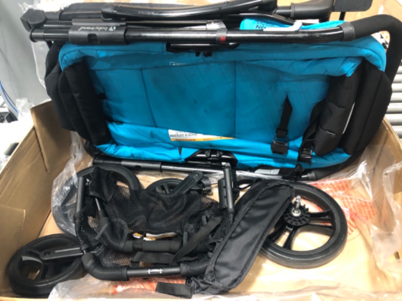 Photo 3 of **USED** Baby Trend Expedition 2 in 1 Push or Pull Stroller Wagon Plus with Canopy, Choose Between Car Seat Adapter or Built In Seating for 2 Children, Blue