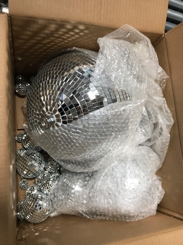 Photo 2 of 65 Pcs Mirror Disco Balls Ornaments Different Sizes Bulk Reflective Mini Disco Ball Decorations 70s Disco Themed Party Decoration for Christmas Wedding Party Ornaments (12/6/ 4/3.2/2/ 1.2 in) 12/ 6/ 4/ 3.2/ 2/ 1.2 In