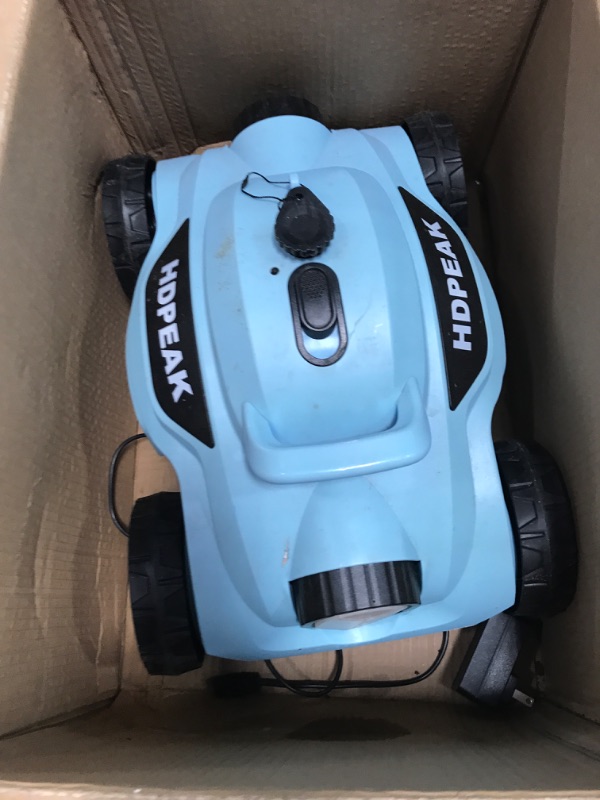 Photo 2 of ***PARTS ONLY NOT FUNCTIONAL***Cordless Robotic Pool Cleaner, HDPEAK Pool Vacuum Lasts 110 Mins, Auto-Parking, Rechargeable, Automatic Cordless Pool Vacuum Ideal for Above/In-Ground Pools Up to 50 feet, Blue