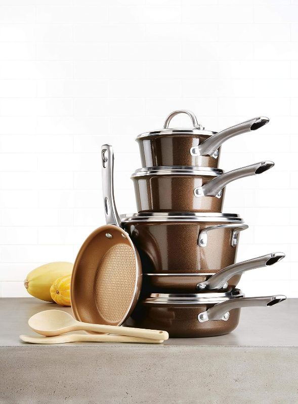 Photo 1 of *** Ayesha Home Collection Porcelain Enamel Nonstick Cookware Set, Brown Sugar,