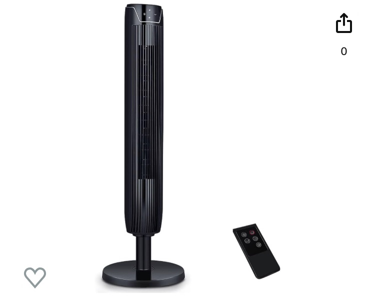 Photo 1 of **INCOMPLETE**Aikoper Tower Fan, 42 Inch Bladeless Cooling Fans with Remote and Built-in 7Hrs Timer, 3 Modes and LED Display,Quiet Standing Fans for Home and Office