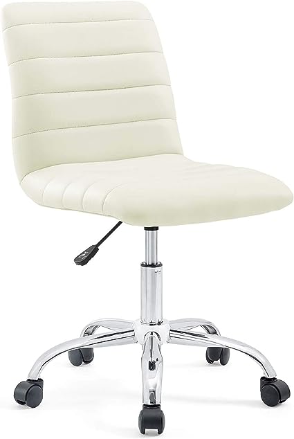 Photo 1 of Modway Ripple Armless Mid Back Vinyl Office Chair Ergode Ripple Armless Mid Back Vinyl Office Chair - White

