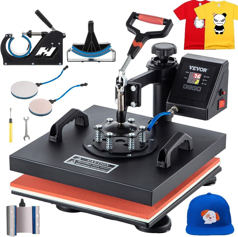 Photo 1 of (PARTS ONLY)VEVOR Heat Press Machine, 15 x 15 Inch, 6 in 1 Combo Swing Away T-shirt Sublimation Transfer Printer with Teflon Coated