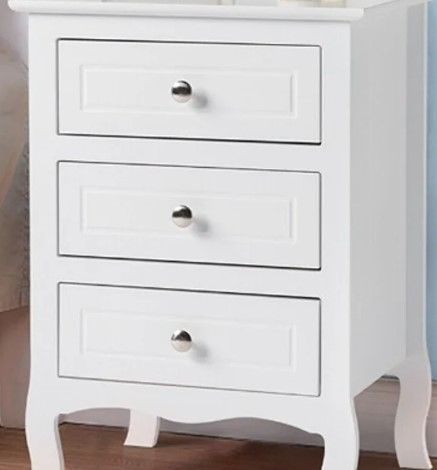 Photo 1 of 1 Pair Nightstand 3 Drawers Modern Bedroom Bedside End Table