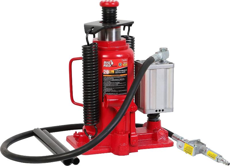 Photo 1 of 
BIG RED TA92006 Torin Pneumatic Air Hydraulic Bottle Jack with Manual Hand Pump, 20 Ton (40,000 lb) Capacity, Red
Size:20 Ton (40,000 LBs)