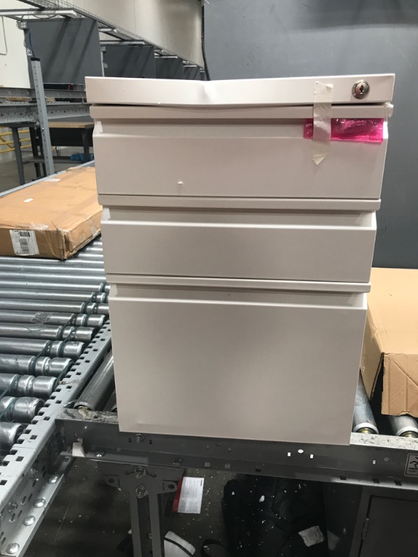 Photo 2 of 
White File Cabinet, 3 Drawer Mobile File Cabinet with Lock and Wheels, Under Desk Metal Filing Cabinet for Office?Lockable Rolling Cabinet with 