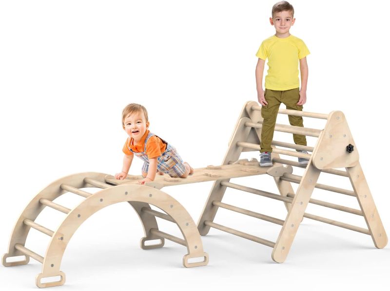 Photo 1 of 
Baoniu Foldable Climbing Triangle Ladder Toys with Ramp for Sliding or Climbing, Set of 3 Wooden Safety Sturdy Kids Play Gym, Indoor Outdoor Playground...
Color:Burlywood