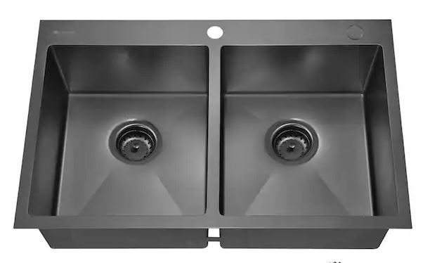 Photo 1 of 
black double bowl sink 32" x 20"