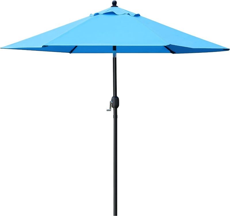 Photo 1 of *COLOR MAY VARY**Sunnyglade 7.5' Patio Umbrella Outdoor Table Market Umbrella with Push Button Tilt/Crank, 6 Ribs (Teal Blue)