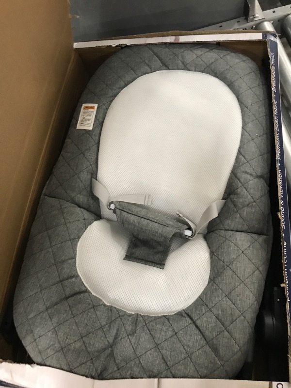 Photo 2 of Baby Delight Aura Deluxe | Portable Baby Bouncer for Infants | Baby Rocker | Quilted Charcoal Tweed Grey