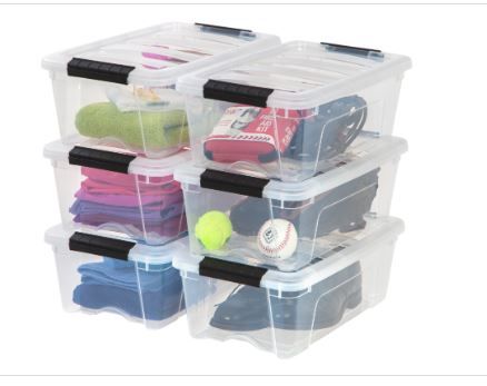 Photo 1 of IRIS USA 12 Qt Clear Plastic Storage Box with Latches 6 Pack
