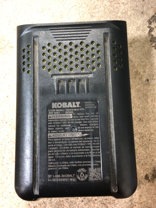 Photo 3 of Kobalt 40-Volt Max 2.5-Amps Rechargeable Lithium Ion (Li-Ion) Cordless Power Equipment Battery