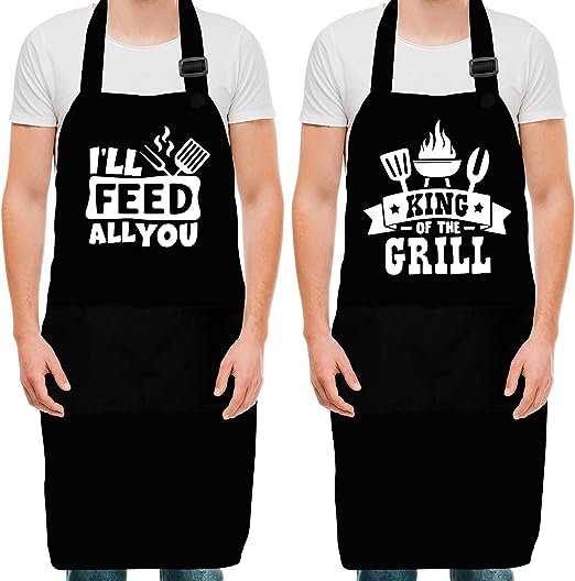 Photo 1 of 2 Pack Funny Apron for Men Women - Valentines, Father Day, Birthday, Christmas Gift for Men Dad Him Husband Boyfriend Friends
